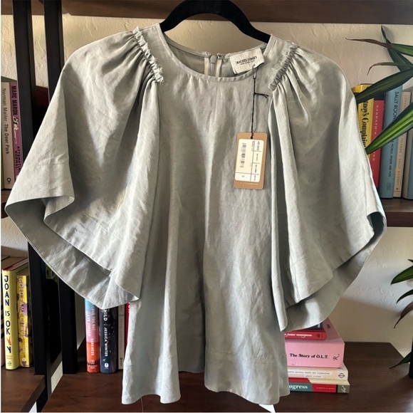 NWT Rachel Comey Silk/ linen top flutter sleeve sz S - Picture 2 of 9